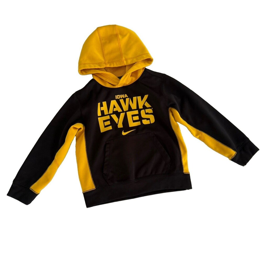Nike Iowa Hawkeyes Hoodie Child Size 5 Yellow Black Thera-Fit Logo Sweatshirt